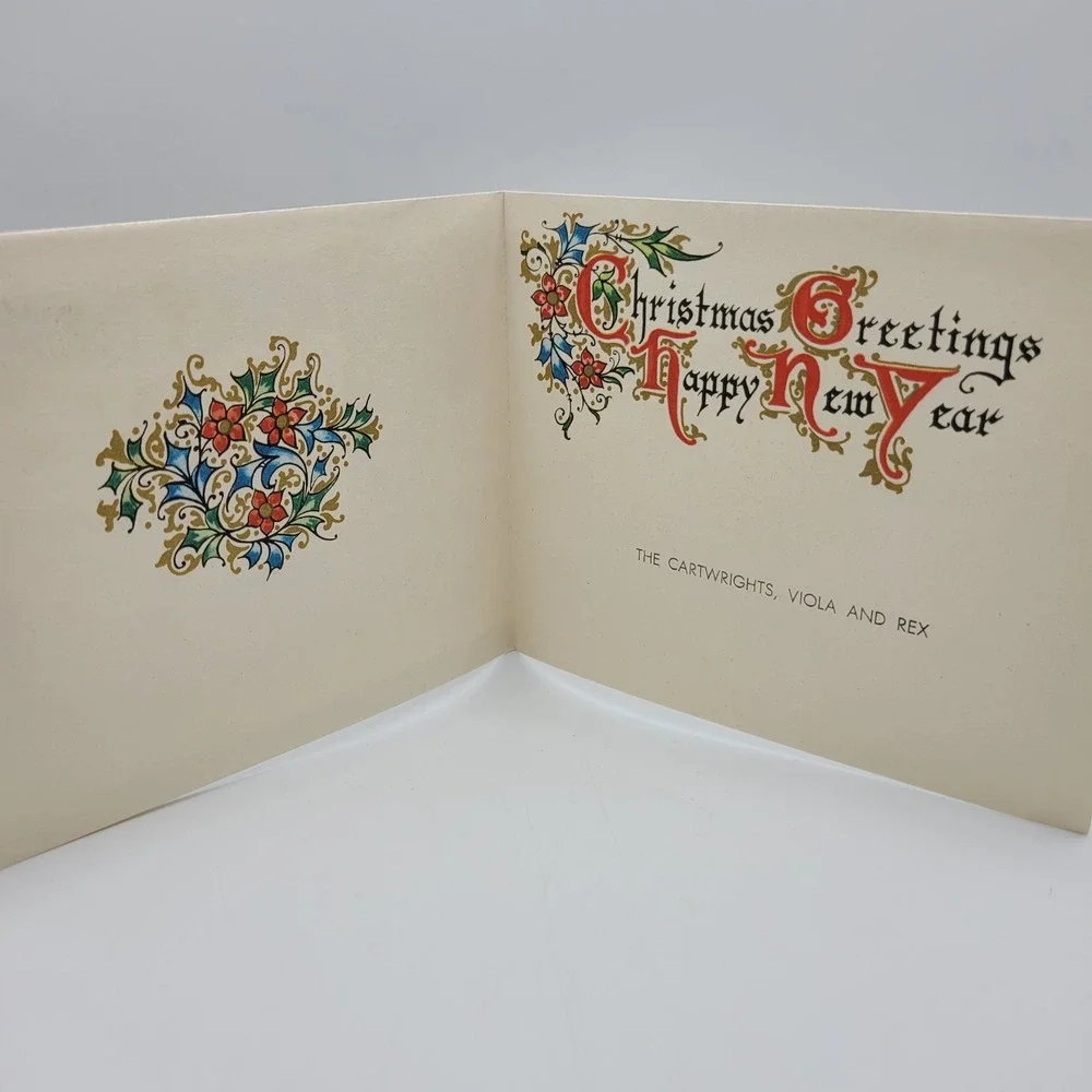 Vintage Christmas Card Glory to God Cartwrights Holiday Greeting‎